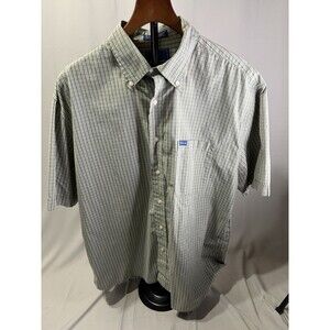 Hathaway Mens Large Green Plaid Short Sleeve Button-down, Very Nice